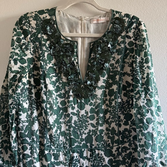 Tory Burch Talan Caftan Green Vine Issy Gown Dress size 12 - Picture 7 of 12